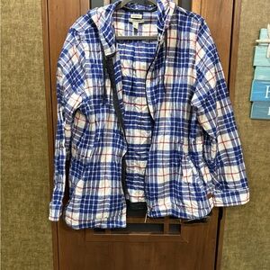 L.L. Bean Blue and White Plaid Jacket EUC